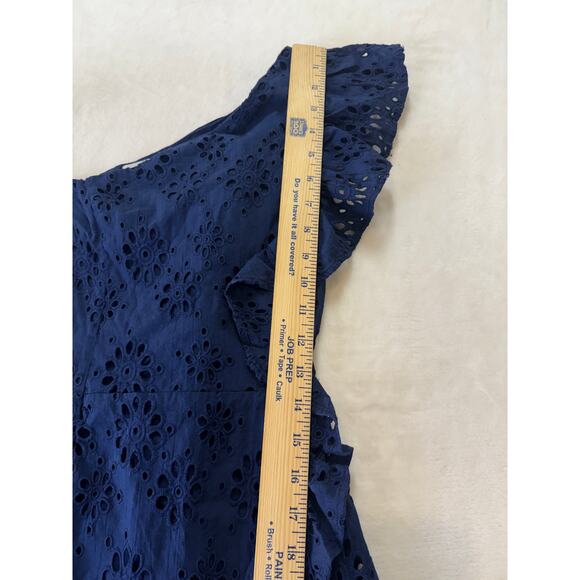 Lovers + Friends Seana Mini Dress Womens XXS Deep Navy One Shoulder Eyelet - Picture 12 of 15